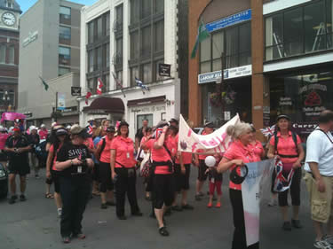 Pink Parade at Peterborough. All the teams parade through the town.