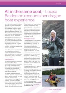 Breast Cancer Care newsletter article about Paddlers for Life.