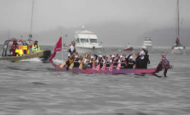 Paddlers for Life paddled two dragon boats accompanying the Olympic Torch on the Tern from Waterhead to Bowness-on-Windermere.