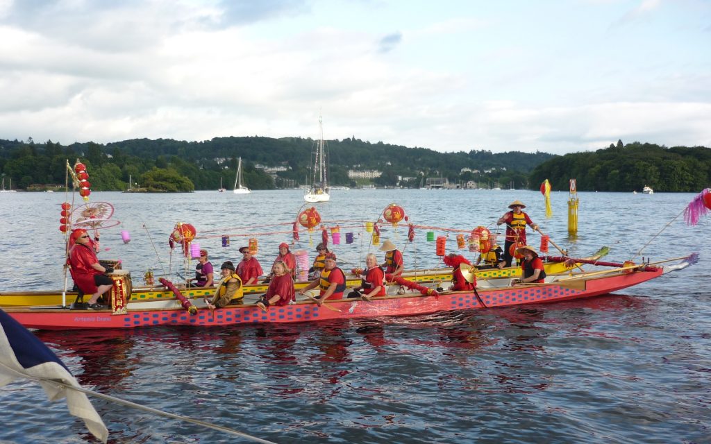 2010 and our first time with the best dressed boat competition organised by the Lake District Boat Club. We chose an oriental theme because we were paddling our dragon boat.