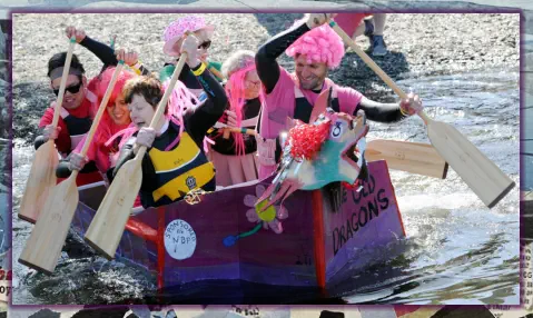 The joys and perils of building and then paddling a cardboard dragon boat.