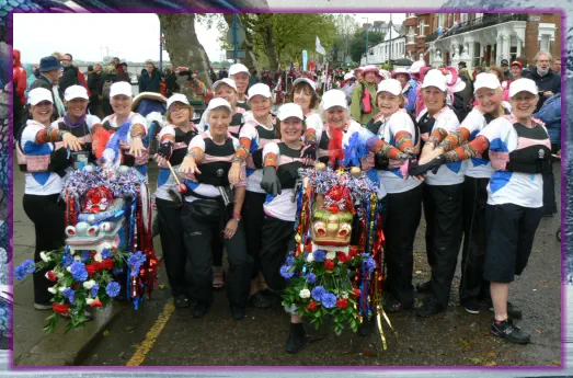 The team are nearly ready to paddle thirteen miles on the Thames at the Jubilee Pageant.